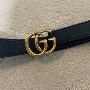 Authentic leather belt with double G Buckle